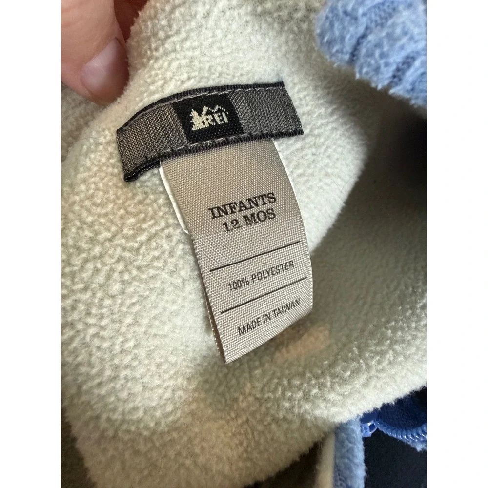 REI baby blue floral baby fleece bunting snow suit Winter hooded outdoor‎